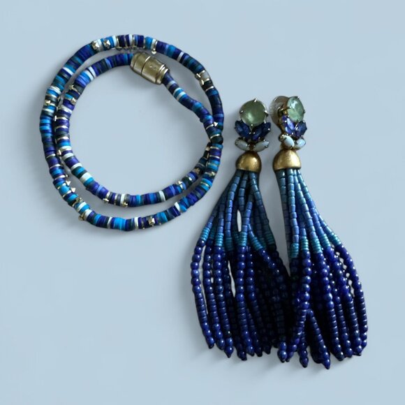 Kendra Scott Reece Wrap Bracelet in Blue Mix and Stella & Dot Earrings - Picture 1 of 4